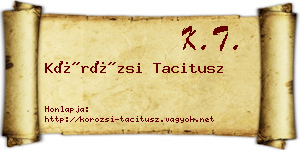 Körözsi Tacitusz névjegykártya